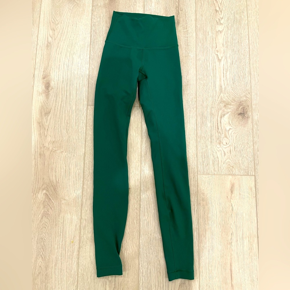 Lululemon green high waisted yoga pants, size 0